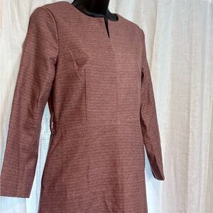 A-Line Mauve Wool Office Lined Mini Shift Dress w Pockets!